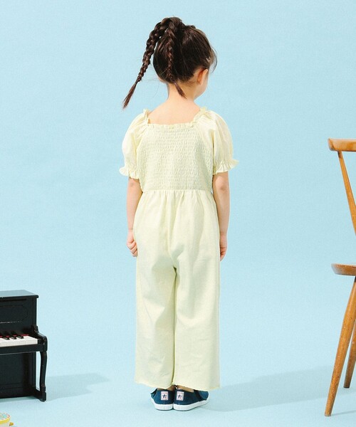 B:MING by BEAMS（ビーミングバイビームス）の「B:MING by BEAMS / パフスリーブ オールインワン（100～140cm）（つなぎ/オールインワン・キッズ・イエロー系その他3/ダークグリーン・140/130/120/110/100）」の5枚目の写真