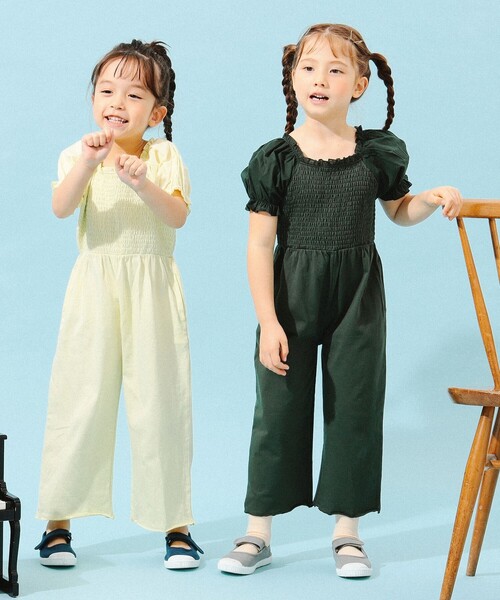 B:MING by BEAMS（ビーミングバイビームス）の「B:MING by BEAMS / パフスリーブ オールインワン（100～140cm）（つなぎ/オールインワン・キッズ・イエロー系その他3/ダークグリーン・140/130/120/110/100）」の6枚目の写真