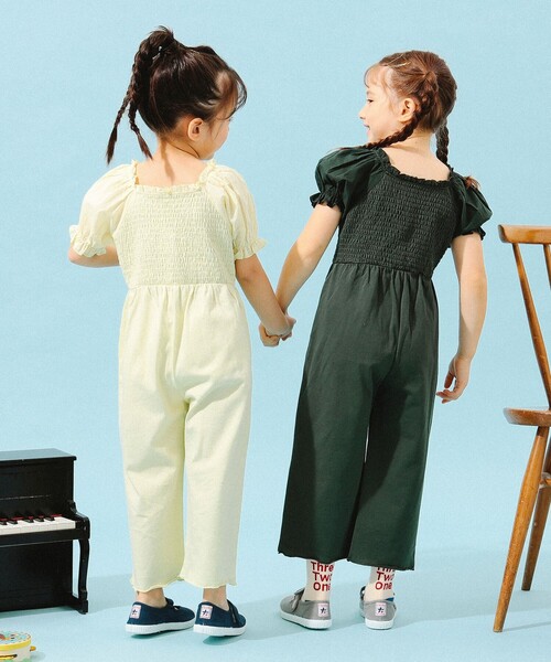 B:MING by BEAMS（ビーミングバイビームス）の「B:MING by BEAMS / パフスリーブ オールインワン（100～140cm）（つなぎ/オールインワン・キッズ・イエロー系その他3/ダークグリーン・140/130/120/110/100）」の9枚目の写真