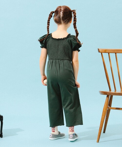 B:MING by BEAMS（ビーミングバイビームス）の「B:MING by BEAMS / パフスリーブ オールインワン（100～140cm）（つなぎ/オールインワン・キッズ・イエロー系その他3/ダークグリーン・140/130/120/110/100）」の10枚目の写真