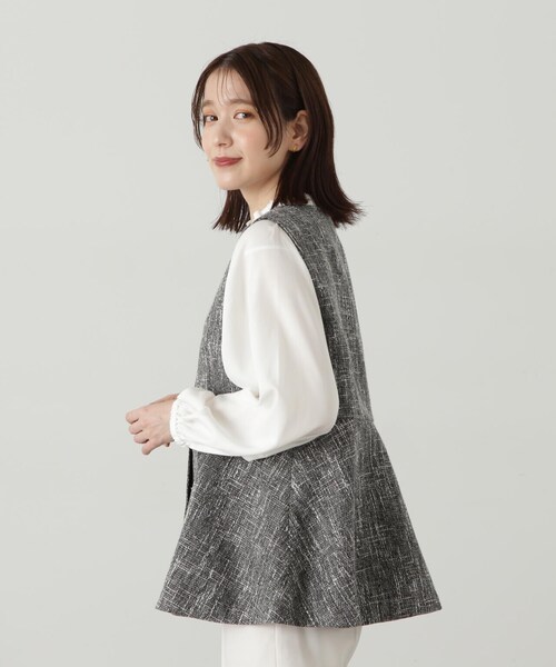 N.（N. Natural Beauty Basic）（エヌエヌナチュラルビューティーベーシック）の「◆ペプラムツイードジレ（ベスト・レディース・グレー/オフホワイト・MEDIUM）」の21枚目の写真