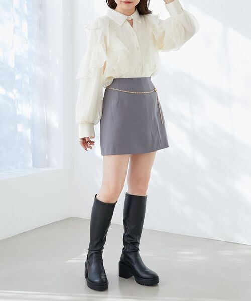 MAJESTIC LEGON（マジェスティックレゴン）の「襟付きエアリーフリルブラウス（シャツ/ブラウス・レディース・ピンクベージュ/アイボリー/グリーン系その他/グレー系その他/グレー/ブラック・MEDIUM）」の18枚目の写真