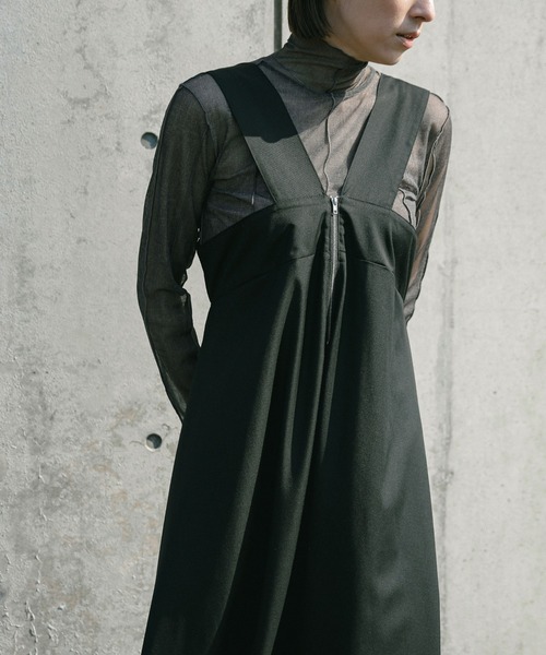 select MOCA(セレクトモカ)の「フロントファスナー2WAYジャンスカ(ジャンパースカート・レディース・グレイッシュベージュ/ブラック・LARGE/MEDIUM)」の1枚目の写真