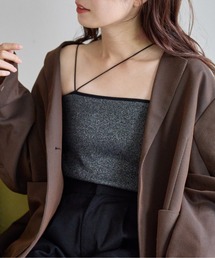 【新色追加/カラバリ豊富/2WAY/カップ取り外し可】カップ付き丸紐ベアキャミ