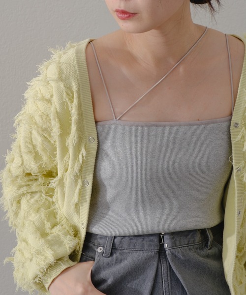 Kastane（カスタネ）の「【新色追加/カラバリ豊富/2WAY/カップ取り外し可】カップ付き丸紐ベアキャミ（キャミソール・レディース・グレー/ブラック/アイボリー/ライム/ピンク/ブルー/サックスブルー/ピンク系その他/ホワイト/ライトグレー/グリーン/オレンジ/ベージュ系その他/ブラウン系その他/ブラック系その他・FREE）」の6枚目の写真