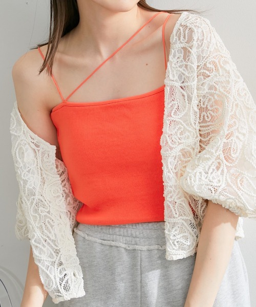 Kastane（カスタネ）の「【新色追加/カラバリ豊富/2WAY/カップ取り外し可】カップ付き丸紐ベアキャミ（キャミソール・レディース・グレー/ブラック/アイボリー/ライム/ピンク/ブルー/サックスブルー/ピンク系その他/ホワイト/ライトグレー/グリーン/オレンジ/ベージュ系その他/ブラウン系その他/ブラック系その他・FREE）」の15枚目の写真