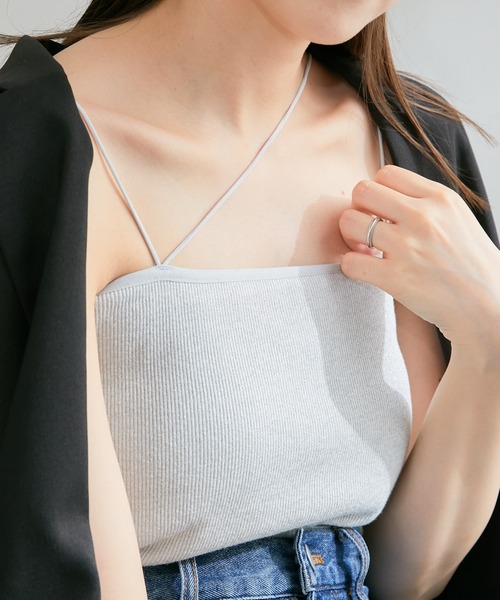 Kastane（カスタネ）の「【新色追加/カラバリ豊富/2WAY/カップ取り外し可】カップ付き丸紐ベアキャミ（キャミソール・レディース・グレー/ブラック/アイボリー/ライム/ピンク/ブルー/サックスブルー/ピンク系その他/ホワイト/ライトグレー/グリーン/オレンジ/ベージュ系その他/ブラウン系その他/ブラック系その他・FREE）」の16枚目の写真