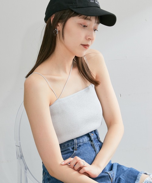 Kastane（カスタネ）の「【新色追加/カラバリ豊富/2WAY/カップ取り外し可】カップ付き丸紐ベアキャミ（キャミソール・レディース・グレー/ブラック/アイボリー/ライム/ピンク/ブルー/サックスブルー/ピンク系その他/ホワイト/ライトグレー/グリーン/オレンジ/ベージュ系その他/ブラウン系その他/ブラック系その他・FREE）」の17枚目の写真