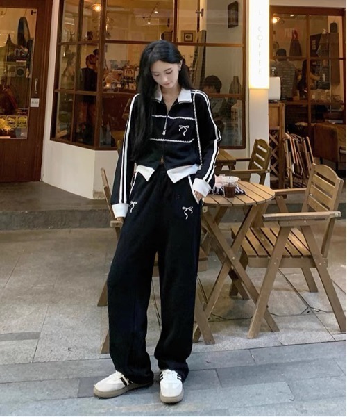 .KOM(ドットコム)の「『.KOM/ドットケーオーエム』リボンスポーツジャージ【Y】【CN】(ジャージ・レディース・ブラック・FREE/M)」の5枚目の写真