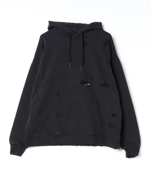 BALLSY.BROTHERS（ボールジーブラザーズ）の「distressed loose hoodie（Tシャツ/カットソー・メンズ・ブラック/オフホワイト/ブラウン・LARGE/MEDIUM）」の2枚目の写真