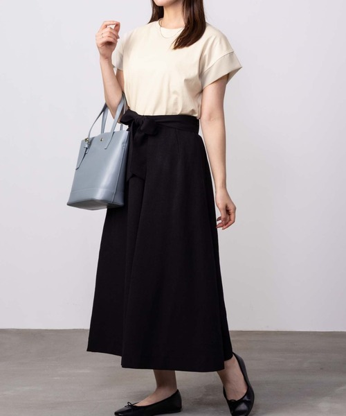 HusHusH（ハッシュアッシュ）の「HusHusH ハッシュアッシュ シルケット 袖キリカエＴシャツ（Tシャツ/カットソー・レディース・ブルー系その他/ブラック/ホワイト/ベージュ・L/M/S）」の6枚目の写真