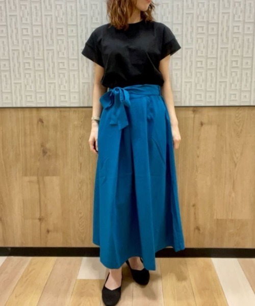 HusHusH（ハッシュアッシュ）の「HusHusH ハッシュアッシュ シルケット 袖キリカエＴシャツ（Tシャツ/カットソー・レディース・ブルー系その他/ブラック/ホワイト/ベージュ・L/M/S）」の8枚目の写真