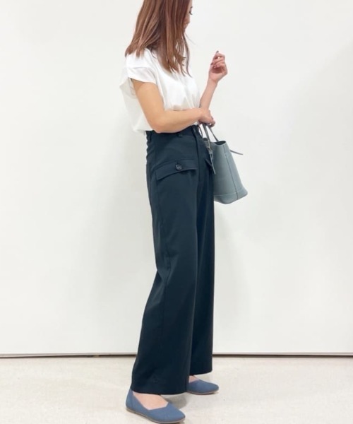 HusHusH（ハッシュアッシュ）の「HusHusH ハッシュアッシュ シルケット 袖キリカエＴシャツ（Tシャツ/カットソー・レディース・ブルー系その他/ブラック/ホワイト/ベージュ・L/M/S）」の9枚目の写真