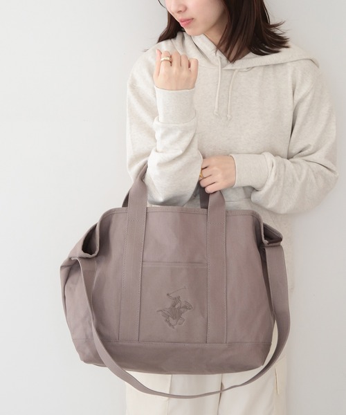 BEVERLY HILLS POLO CLUB(ビバリーヒルズポロクラブ)の「【BEVERLY HILLS POLO CLUB】A4収納可能 2WAYトートバッグ ショルダーバッグ BHC008(トートバッグ・レディース・ブラック/アイボリー/オリーブ/グレー/ネイビー/ベージュ/ブラック系その他2・FREE)」の4枚目の写真
