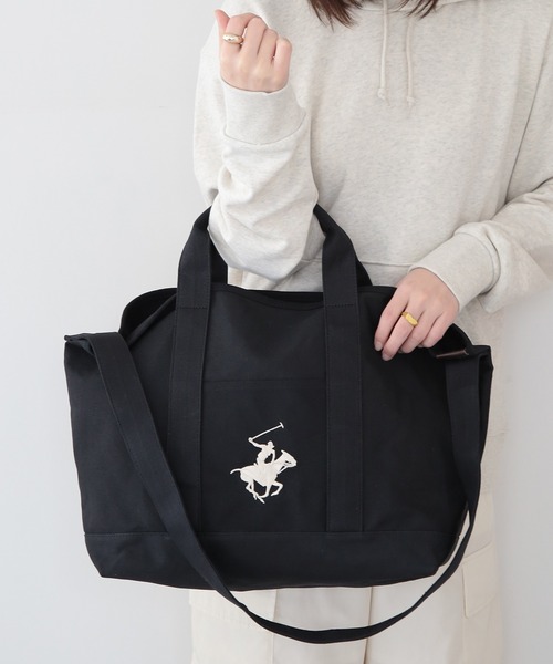 BEVERLY HILLS POLO CLUB(ビバリーヒルズポロクラブ)の「【BEVERLY HILLS POLO CLUB】A4収納可能 2WAYトートバッグ ショルダーバッグ BHC008(トートバッグ・レディース・ブラック/アイボリー/オリーブ/グレー/ネイビー/ベージュ/ブラック系その他2・FREE)」の3枚目の写真
