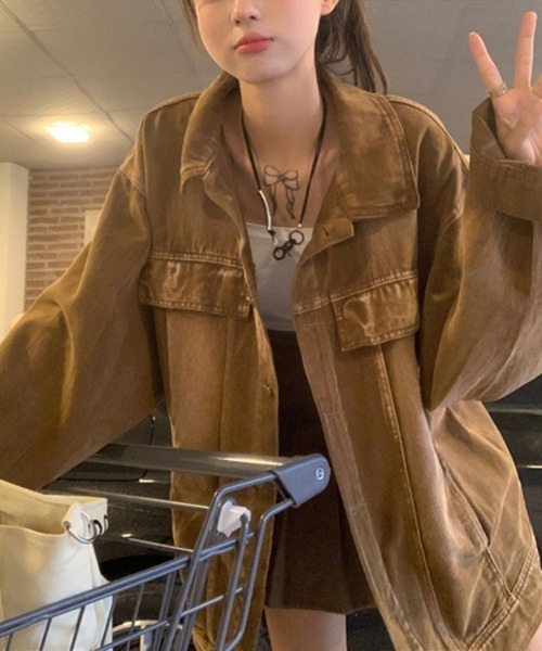 MGV(エムジーヴィー)の「Oversized Denim Jacket(デニムジャケット・メンズ・ブラウン/ブラック・MEDIUM/LARGE/X-LARGE)」の6枚目の写真