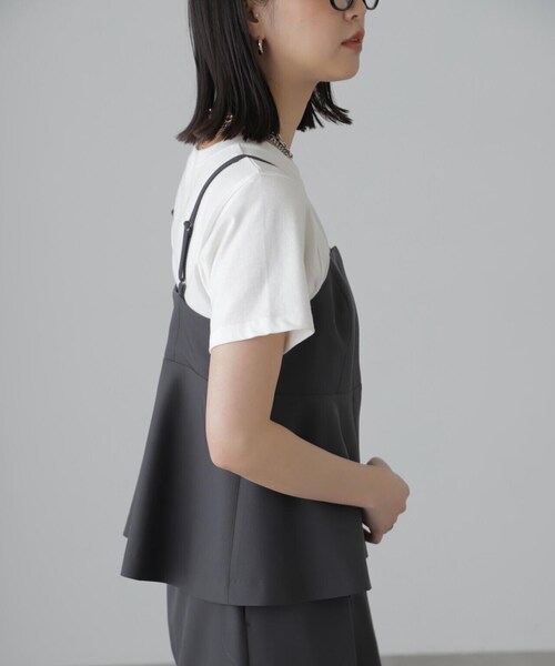 FREE'S MART（フリーズマート）の「◆[セットアップ対応]ペプラムキャミソールビスチェ（シャツ/ブラウス・レディース・ブラック/ベージュ・FREE）」の8枚目の写真