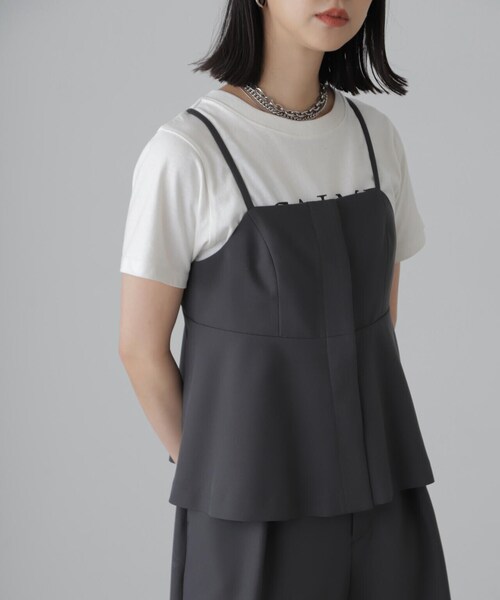 FREE'S MART（フリーズマート）の「◆[セットアップ対応]ペプラムキャミソールビスチェ（シャツ/ブラウス・レディース・ブラック/ベージュ・FREE）」の9枚目の写真