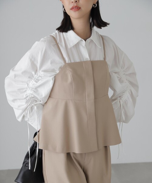 FREE'S MART（フリーズマート）の「◆[セットアップ対応]ペプラムキャミソールビスチェ（シャツ/ブラウス・レディース・ブラック/ベージュ・FREE）」の22枚目の写真