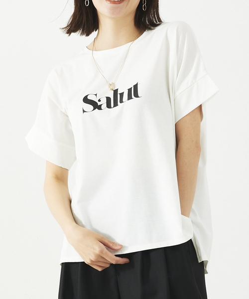 abahouse mavie（アバハウスマヴィ）の「ワイドロゴT/半袖/夏服/Tシャツ（Tシャツ/カットソー・レディース・ホワイト/ホワイト系その他/サックスブルー/グレー系その他/チャコールグレー/ホワイト系その他2/グレー系その他2・フリー）」の2枚目の写真
