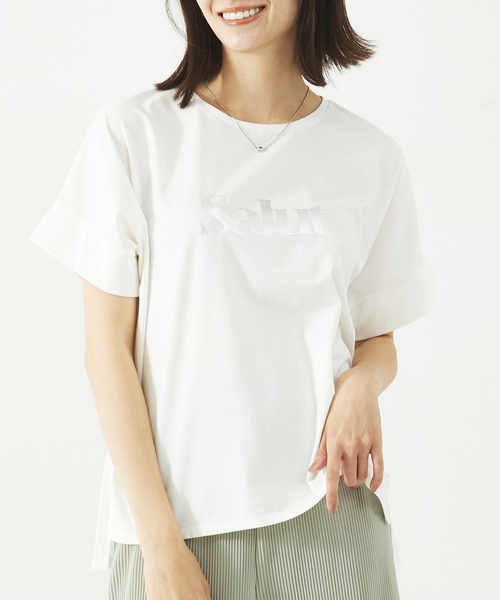 abahouse mavie（アバハウスマヴィ）の「ワイドロゴT/半袖/夏服/Tシャツ（Tシャツ/カットソー・レディース・ホワイト/ホワイト系その他/サックスブルー/グレー系その他/チャコールグレー/ホワイト系その他2/グレー系その他2・フリー）」の3枚目の写真