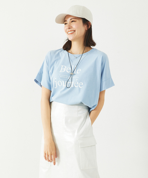 abahouse mavie（アバハウスマヴィ）の「ワイドロゴT/半袖/夏服/Tシャツ（Tシャツ/カットソー・レディース・ホワイト/ホワイト系その他/サックスブルー/グレー系その他/チャコールグレー/ホワイト系その他2/グレー系その他2・フリー）」の13枚目の写真
