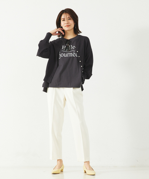 abahouse mavie（アバハウスマヴィ）の「ワイドロゴT/半袖/夏服/Tシャツ（Tシャツ/カットソー・レディース・ホワイト/ホワイト系その他/サックスブルー/グレー系その他/チャコールグレー/ホワイト系その他2/グレー系その他2・フリー）」の16枚目の写真