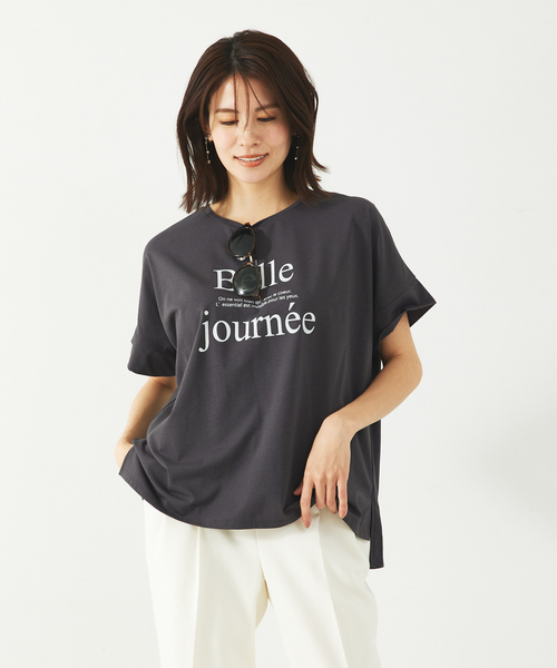 abahouse mavie（アバハウスマヴィ）の「ワイドロゴT/半袖/夏服/Tシャツ（Tシャツ/カットソー・レディース・ホワイト/ホワイト系その他/サックスブルー/グレー系その他/チャコールグレー/ホワイト系その他2/グレー系その他2・フリー）」の17枚目の写真