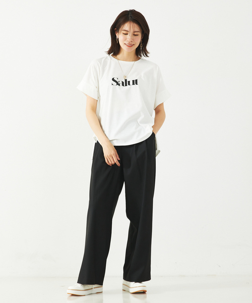 abahouse mavie（アバハウスマヴィ）の「ワイドロゴT/半袖/夏服/Tシャツ（Tシャツ/カットソー・レディース・ホワイト/ホワイト系その他/サックスブルー/グレー系その他/チャコールグレー/ホワイト系その他2/グレー系その他2・フリー）」の20枚目の写真