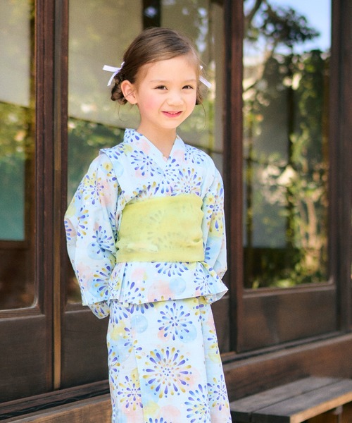 apres les cours（アプレレクール）の「【アプレのはんなり浴衣】着くずれしにくいワンピースタイプ（浴衣・キッズ・ブラック/ネイビー/サックスブルー/ピンク/ミント/ストライプ/ラベンダー・150/100/110/120/130/140）」の16枚目の写真