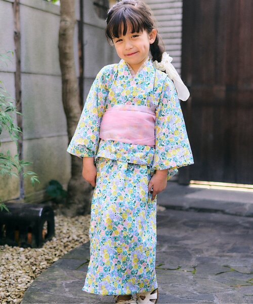 apres les cours（アプレレクール）の「【アプレのはんなり浴衣】着くずれしにくいワンピースタイプ（浴衣・キッズ・ブラック/ネイビー/サックスブルー/ピンク/ミント/ストライプ/ラベンダー・150/100/110/120/130/140）」の11枚目の写真