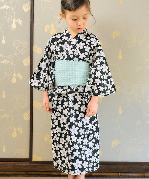 apres les cours（アプレレクール）の「【アプレのはんなり浴衣】着くずれしにくいワンピースタイプ（浴衣・キッズ・ブラック/ネイビー/サックスブルー/ピンク/ミント/ストライプ/ラベンダー・150/100/110/120/130/140）」の8枚目の写真