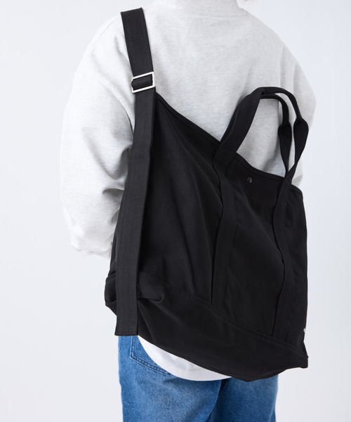 meltum(メルタム)の「2WAY CANVAS TOTE(トートバッグ・メンズ・ブラック/ナチュラル・FREE)」の14枚目の写真