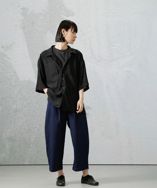 Apo(s)ture(アポスチャー)の「DUA-001/デニムワンタックサルエルパンツ(デニムパンツ・レディース・ネイビー/ブラック・XS/S/M/L/XL)」の20枚目の写真