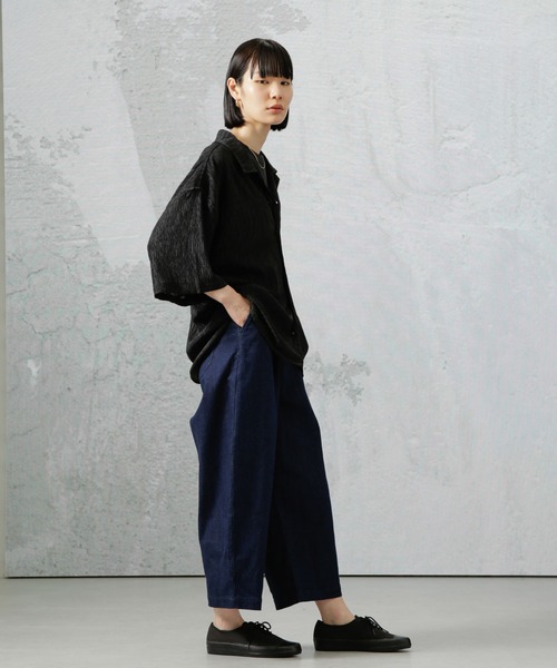 Apo(s)ture(アポスチャー)の「DUA-001/デニムワンタックサルエルパンツ(デニムパンツ・レディース・ネイビー/ブラック・XS/S/M/L/XL)」の22枚目の写真
