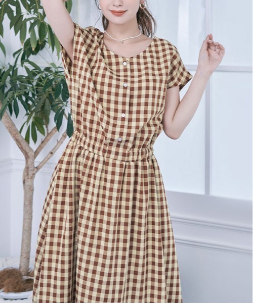kirakiraShop(キラキラショップ)の「前後 2way ボタン ブラウジング ワンピース(ワンピース・レディース・ブルー系その他/ブラウン系その他・M)」の10枚目の写真