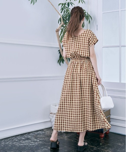 kirakiraShop(キラキラショップ)の「前後 2way ボタン ブラウジング ワンピース(ワンピース・レディース・ブルー系その他/ブラウン系その他・M)」の8枚目の写真