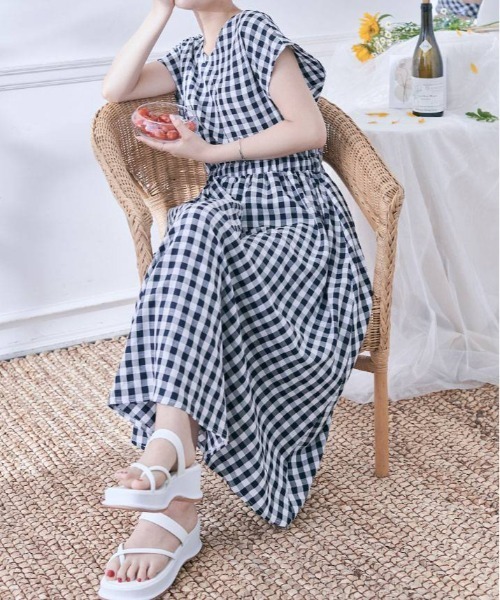 kirakiraShop(キラキラショップ)の「前後 2way ボタン ブラウジング ワンピース(ワンピース・レディース・ブルー系その他/ブラウン系その他・M)」の15枚目の写真
