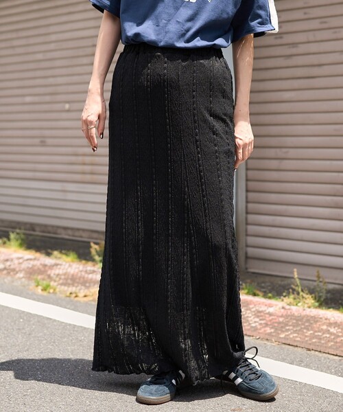 【新品タグ付】プリーツプリーズ ライトフェスティバル スカート 黒 サイズ5 セール】ストライプレーススカート（スカート）｜FREAK'S STORE