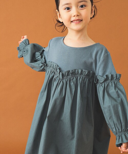 B:MING by BEAMS（ビーミングバイビームス）の「切替 フリルワンピース（90～140cm）（ワンピース・キッズ・ベージュ/ブラック/ブルー系その他2・90/100/110/120/130/140）」の3枚目の写真