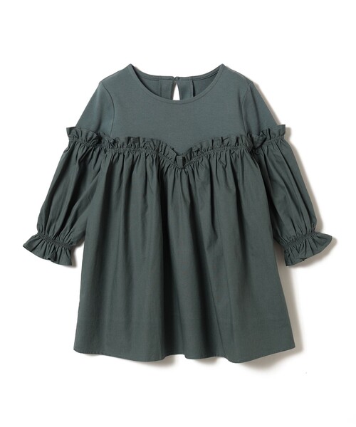 ✤タグ付き新品✤B:MING by BEAMS 紺色 袖フリル ワンピース B:MING by BEAMS（ビーミング by ビームス）切替 フリルワンピース（90