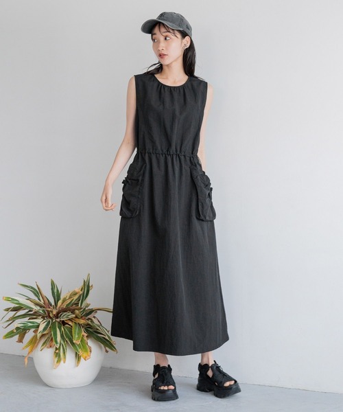 naminori fam セール】ポケツキドロストワンピースノースリーブ 113601（ワンピース