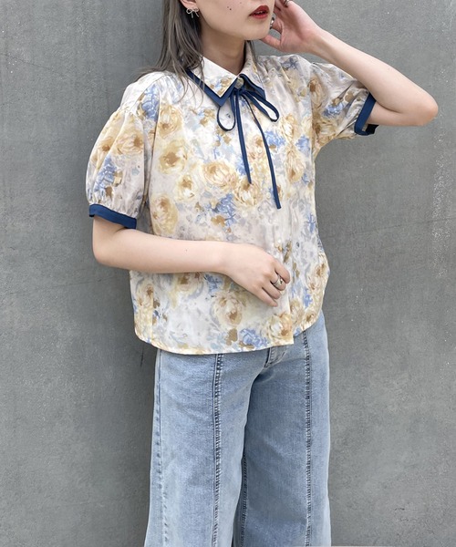 NICOLE CLUB（ニコル　クラブ）の「ダブル衿柄ブラウス（シャツ/ブラウス・レディース・イエロー/グリーン/チャコールグレー/グレー・MEDIUM）」の6枚目の写真