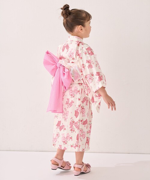 【完売品】anyFAM ショート丈浴衣セット　オフホワイト×アジサイ　Mサイズ セール】 ショート丈 浴衣 セット （着物・浴衣・小物類）｜any