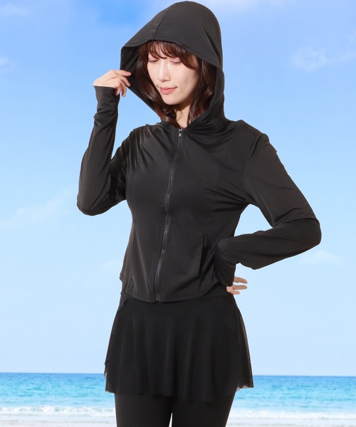 レディース　UVカット ラッシュガード Lace Ladies ラッシュガード ハイネックフード付きUVカット
