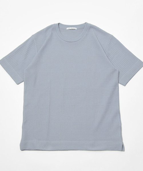 MEN'S MELROSE(メンズメルローズ)の「グレンチェックジャガードクルーネックTシャツ(Tシャツ/カットソー・メンズ・ブルーグレー/ホワイト/ネイビー・2/3/4)」の19枚目の写真