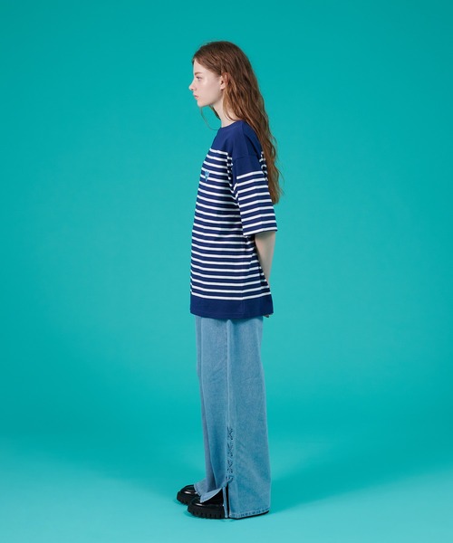 ONCILY(オンシェリー)の「HEART LOGO PANEL BORDER T-SHIRT / ハートロゴパネルボーダーTシャツ(Tシャツ/カットソー・メンズ・オフホワイト/ピンク/レッド/ネイビー・LARGE/SMALL/MEDIUM)」の22枚目の写真