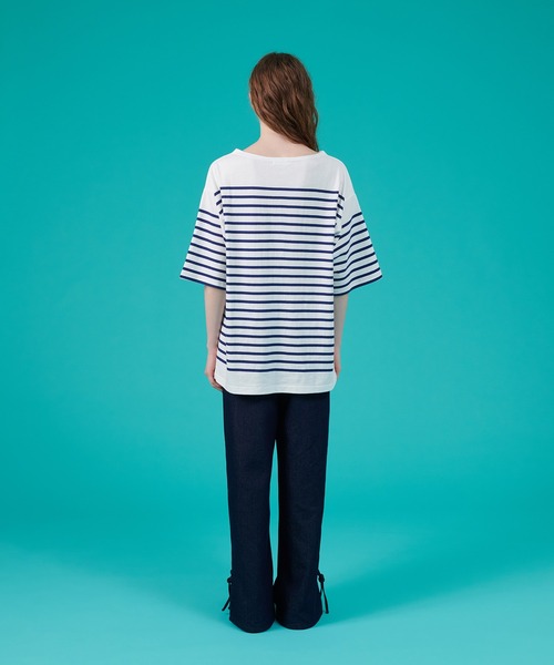 ONCILY(オンシェリー)の「HEART LOGO PANEL BORDER T-SHIRT / ハートロゴパネルボーダーTシャツ(Tシャツ/カットソー・メンズ・オフホワイト/ピンク/レッド/ネイビー・LARGE/SMALL/MEDIUM)」の12枚目の写真