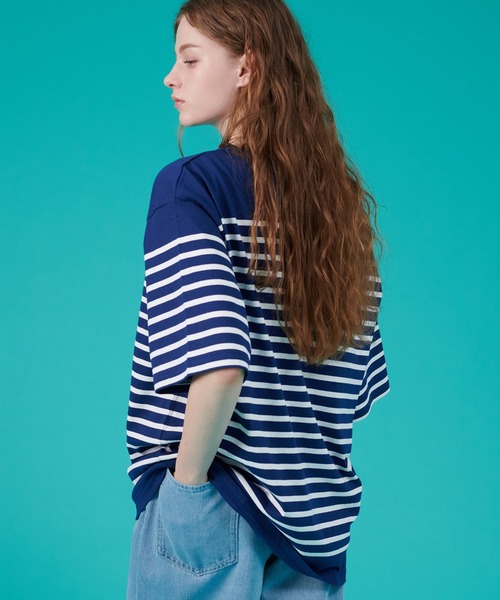 ONCILY(オンシェリー)の「HEART LOGO PANEL BORDER T-SHIRT / ハートロゴパネルボーダーTシャツ(Tシャツ/カットソー・メンズ・オフホワイト/ピンク/レッド/ネイビー・LARGE/SMALL/MEDIUM)」の19枚目の写真