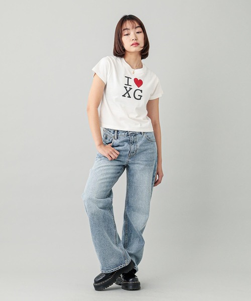 X-girl（エックスガール）の「I LOVE XG LOGO S/S BABY TEE（T